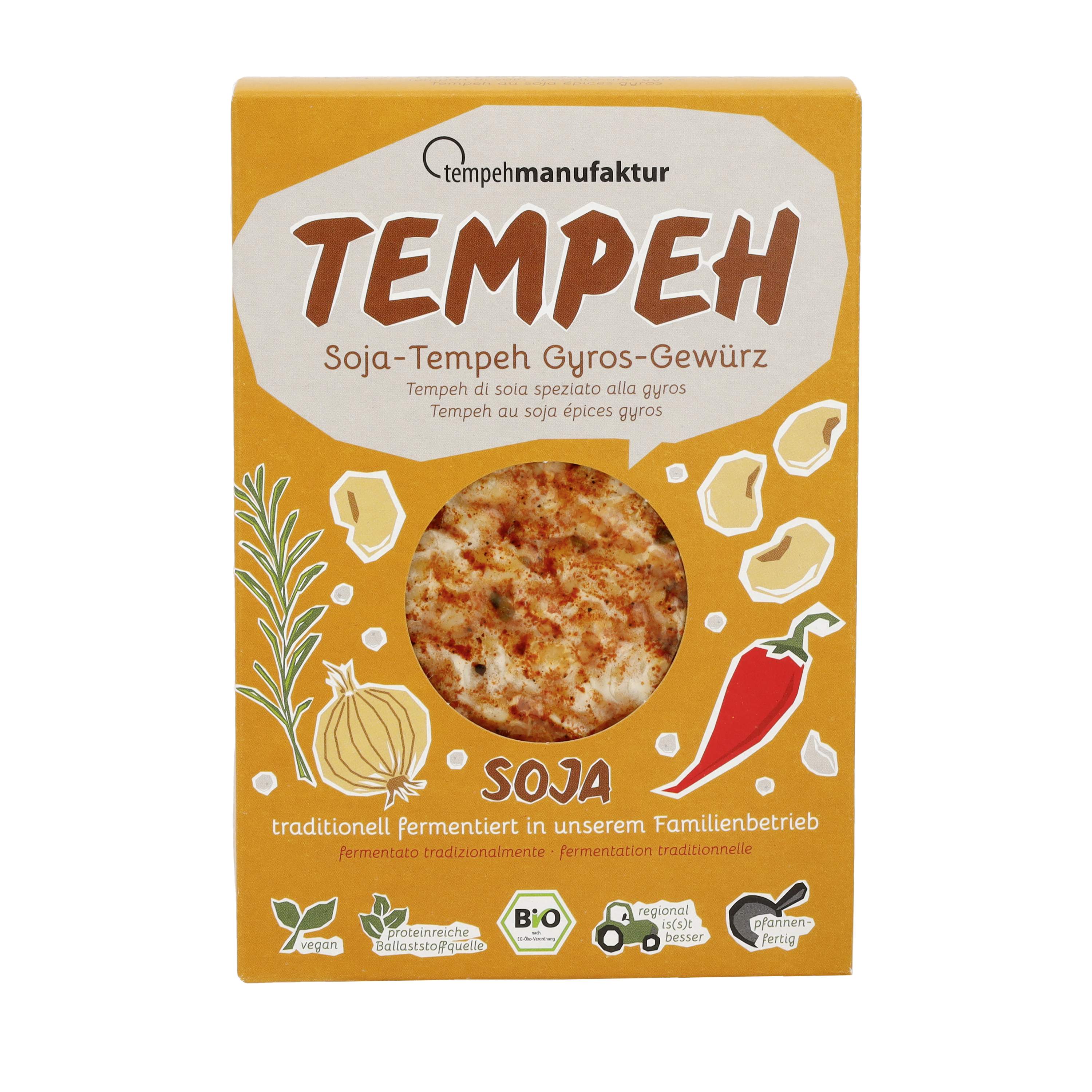 Tempeh Soja mit Gyros-Gewürz