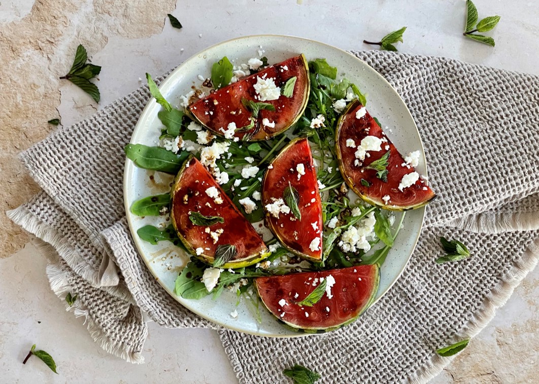 Gegrillte Wassermelone mit Feta und Minze