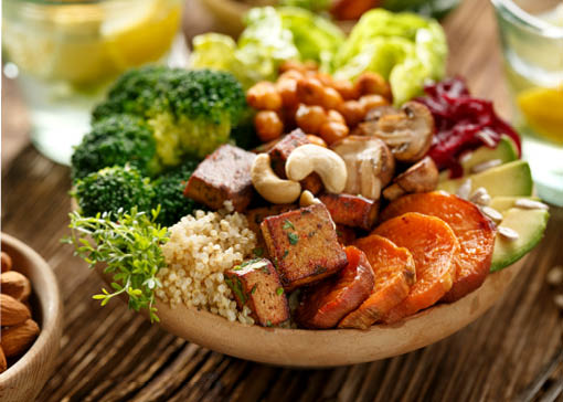 Vegane Bowl in einer Schüssel.